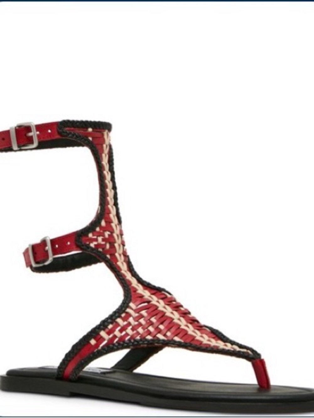 Steve Madden Red and Cream Woven Gladiator Sandal